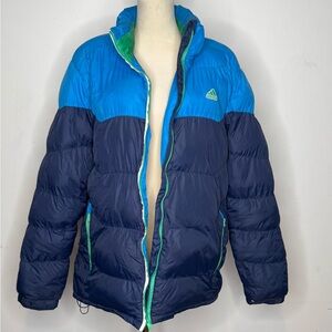 Adidas Blue Green Quilted Puffer Jacket Full Zip Size XL